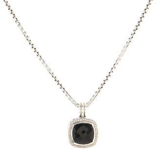 David Yurman Albion Enhancer Pendant Necklace Sterling Silver with Black Onyx and Diamonds 14mm