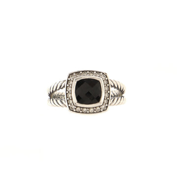 David Yurman Petite Albion Ring Sterling Silver with Black Onyx and Diamonds 7mm
