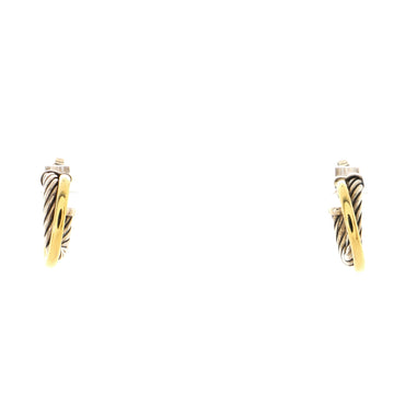 David Yurman Crossover Hoop Earrings Sterling Silver and 18K Yellow Gold Small