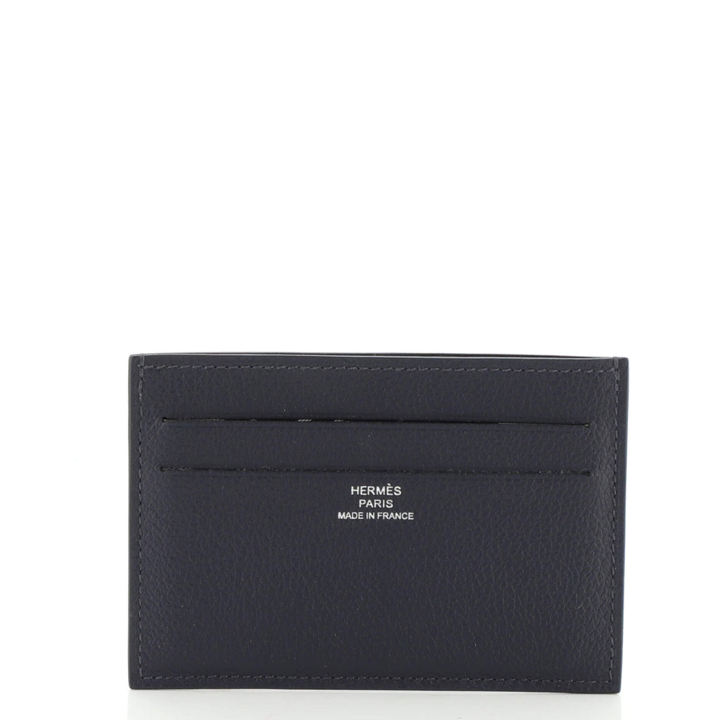 Hermes Citizen Twill Card Holder Leather with Silk Blue 1478511