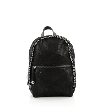Stella McCartney Falabella Front Zip Backpack Shaggy Deer Mini Black
