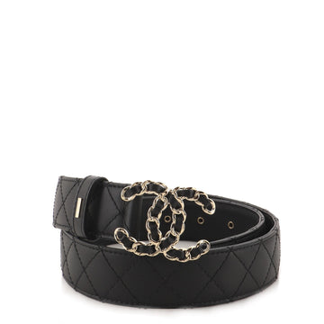 Chanel Woven Chain CC Buckle Belt Quilted Leather Medium