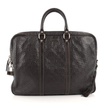 Gucci Convertible Briefcase Guccissima Leather Large Black