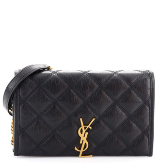 Saint Laurent Becky Chain Wallet Quilted Leather