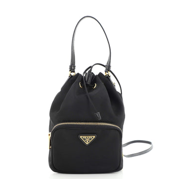Prada Duet Drawstring Bucket Bag Tessuto Small
