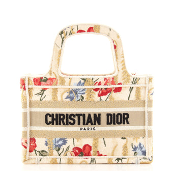 Christian Dior Book Tote Embroidered Canvas Mini