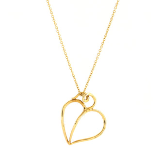 Tiffany & Co. Paloma Picasso Heart- Shaped Vine Leaf Cut Out Pendant Necklace 18K Yellow Gold
