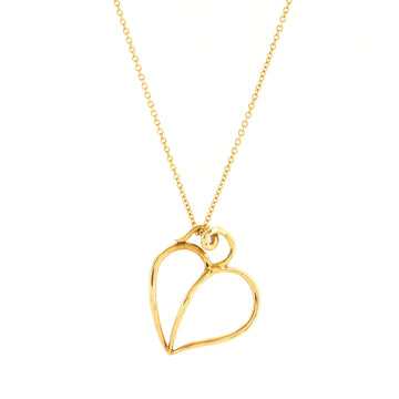 Tiffany & Co. Paloma Picasso Heart- Shaped Vine Leaf Cut Out Pendant Necklace 18K Yellow Gold