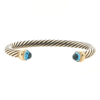 David Yurman Cable Classic Bracelet Sterling Silver with 14K Yellow Gold and Topaz 7mm