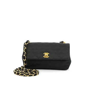 Chanel Vintage CC Chain Flap Bag Quilted Satin Mini