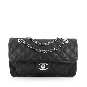 Chanel French Riviera Flap Bag Quilted Caviar Medium Black