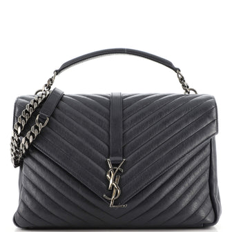 Saint Laurent Classic Monogram College Bag Matelasse Chevron Leather Large
