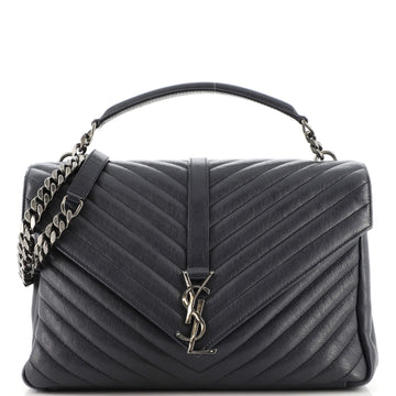 Saint Laurent Classic Monogram College Bag Matelasse Chevron Leather Large