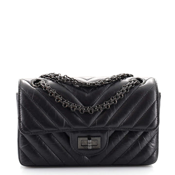 Chanel So Black Reissue 2.55 Flap Bag Chevron Aged Calfskin Mini