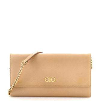 Salvatore Ferragamo Gancini Continental Wallet on Chain Leather