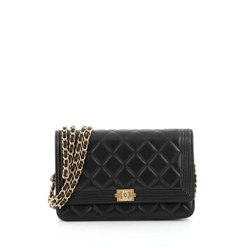 Chanel Boy Wallet on Chain Quilted Lambskin Black