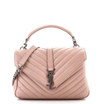 Saint Laurent Classic Monogram College Bag Matelasse Chevron Leather Medium
