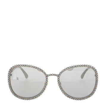 Chanel Round Sunglasses Pearl Embellished Metal
