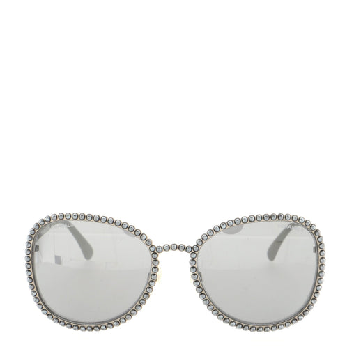 Chanel Round Sunglasses Pearl Embellished Metal 148227 display picture 2
