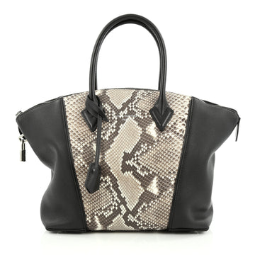 Louis Vuitton Soft Lockit Handbag Leather and Python PM
