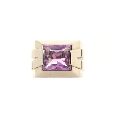 Versace Rectangular Ring 18K White Gold and Amethyst