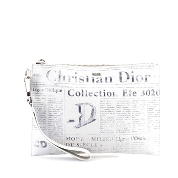 Christian Dior Daniel Arsham Zip Pouch Newspaper Print Leather