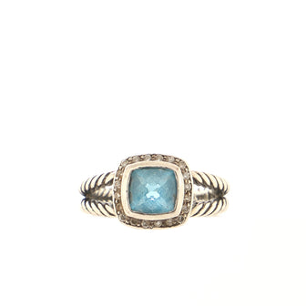 David Yurman Petite Albion Ring Sterling Silver with Topaz and Diamonds 7mm