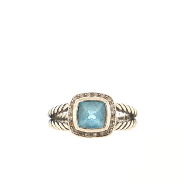 David Yurman Petite Albion Ring Sterling Silver with Topaz and Diamonds 7mm