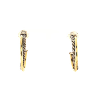 David Yurman Crossover Hoop Earrings Sterling Silver and 18K Yellow Gold Medium