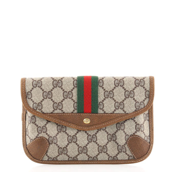 Gucci Vintage Web Envelope Pouch GG Coated Canvas Small