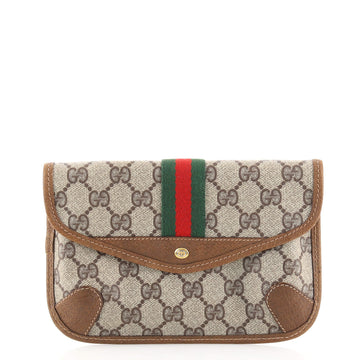 Gucci Vintage Web Envelope Pouch GG Coated Canvas Small