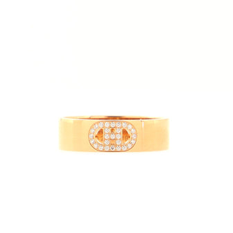 Hermes H d'Ancre Ring 18K Rose Gold and Diamonds Small