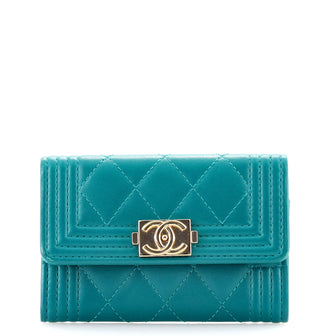 Chanel Boy Flap Card Case Quilted Lambskin