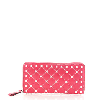 Valentino Free Rockstud Spike Zip Around Wallet Quilted Leather Long