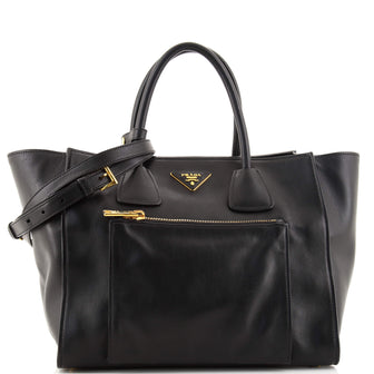 Prada Front Pocket Wing Convertible Tote Soft Calf