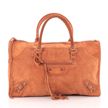 Balenciaga Baby Daim Work Classic Studs Handbag Suede Orange