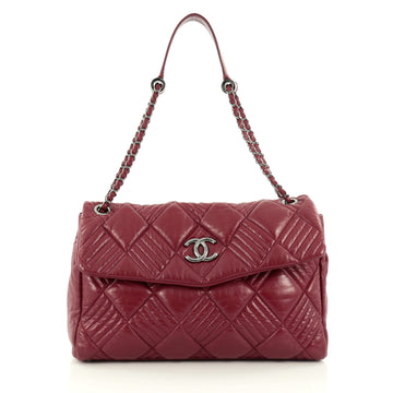 Chanel In and Out Flap Bag Quilted Lambskin Maxi Red