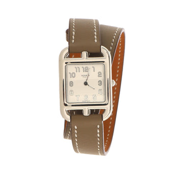 Hermes Cape Cod Double Tour Quartz Watch Stainless Steel and Leather 23