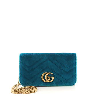 Gucci GG Marmont Chain Flap Bag Matelasse Velvet Mini