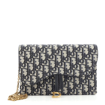 Christian Dior Saddle Chain Clutch Oblique Canvas