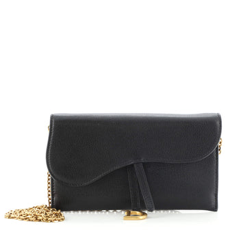 Christian Dior Saddle Chain Wallet Leather