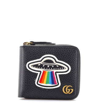 Gucci GG Marmont Zip Around Wallet Patch Embellished Leather Compact
