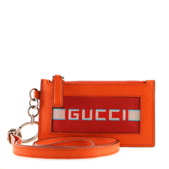 Gucci Logo Lanyard Zip Pouch Leather