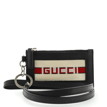 Gucci Logo Lanyard Zip Pouch Leather