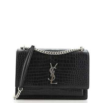 Saint Laurent Sunset Crossbody Bag Crocodile Embossed Leather Medium