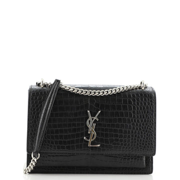 Saint Laurent Sunset Crossbody Bag Crocodile Embossed Leather Medium