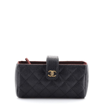 Chanel Phone Holder Clutch Quilted Caviar Mini