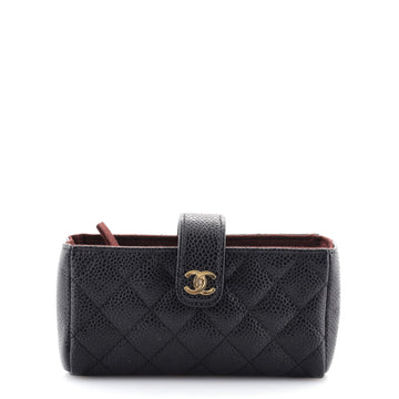 Chanel Phone Holder Clutch Quilted Caviar Mini