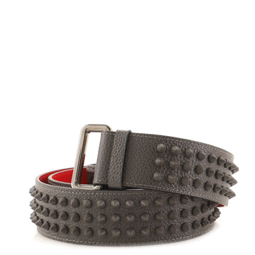 Christian Louboutin Buckle Belt Spiked Leather with Techno Canvas Wide