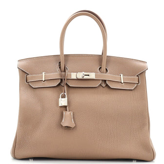 Hermes Birkin Handbag Grey Togo with Palladium Hardware 35